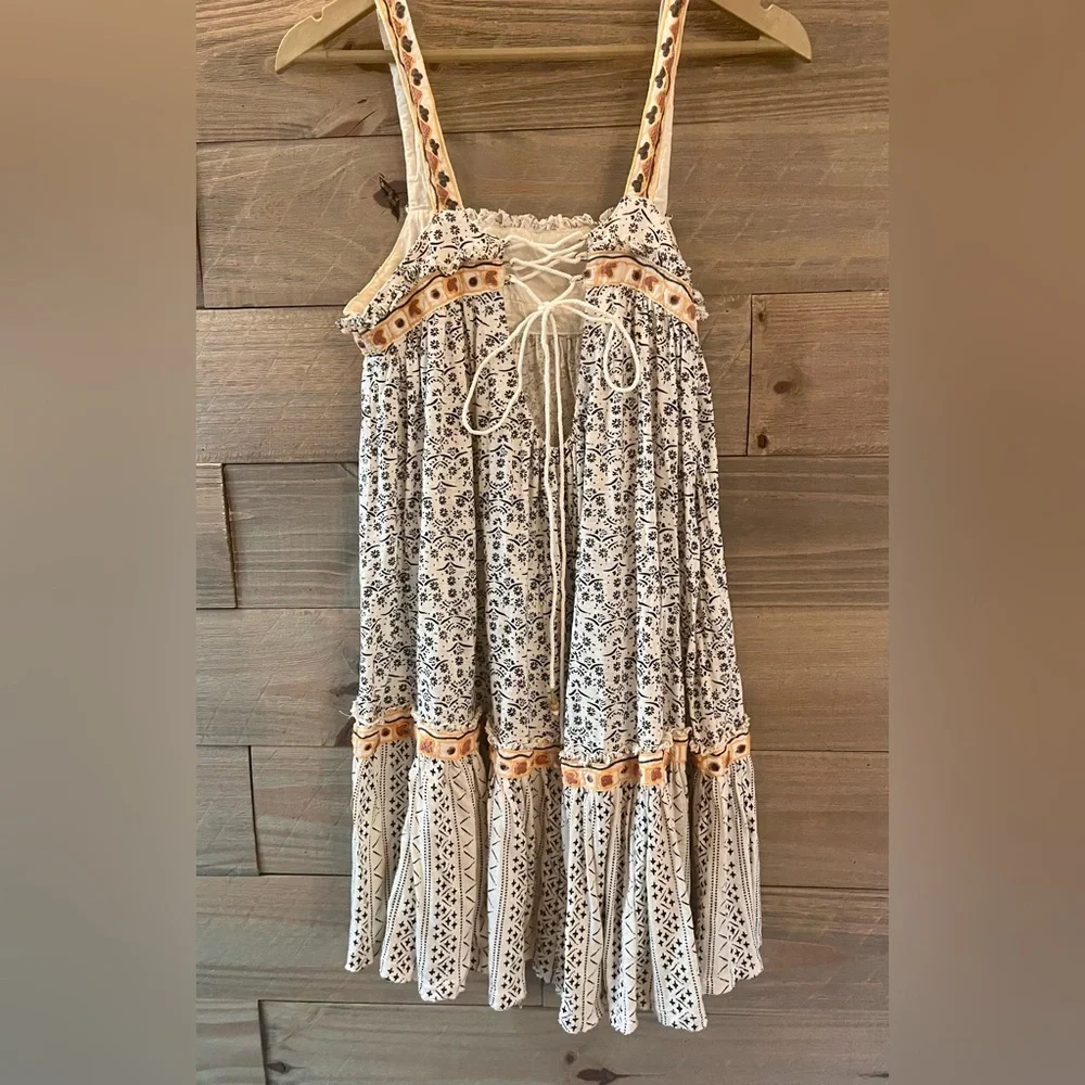 Free People Backless Dress - Cream and Orange - Picture 3 of 12